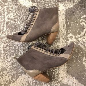 All Saints Gray Lace-up Open Toe Booties